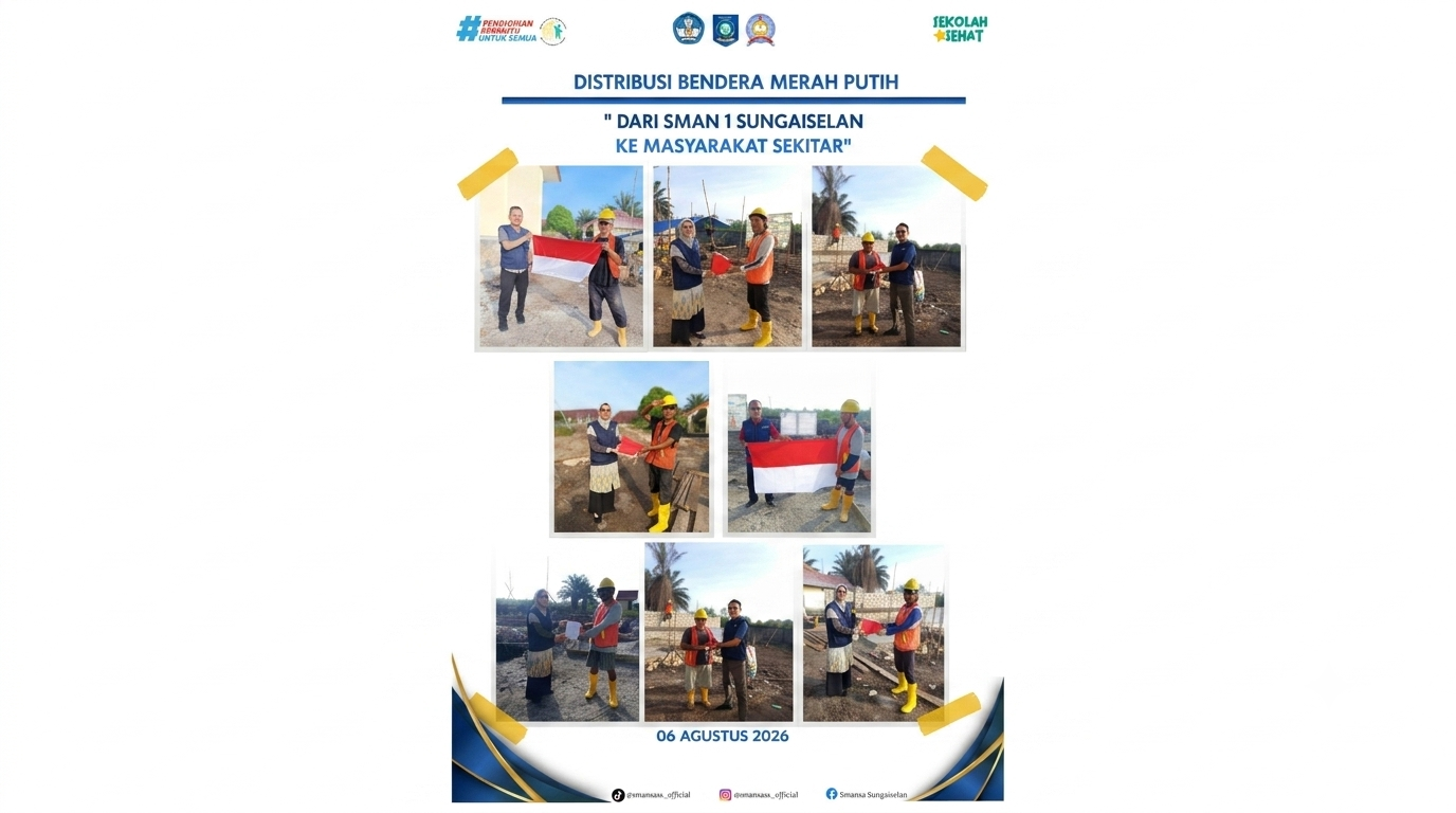 Distribusi Bendera Merah Putih dari SMAN 1 Sungaiselan ke Masyarakat Sekitar